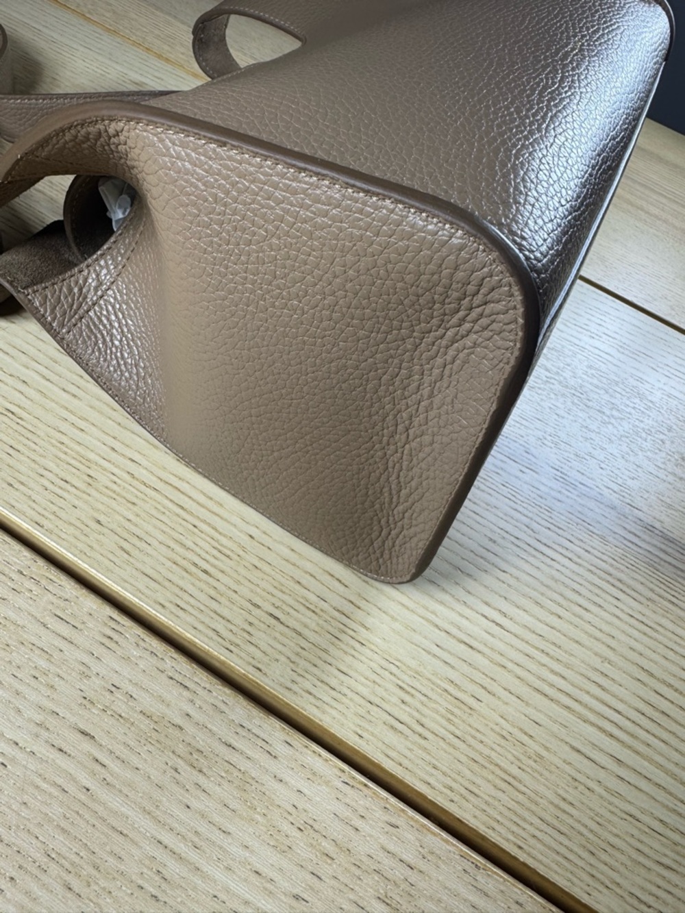Cuyana Double Loop Cappuccino Pebbled Italian Leather Shoulder Bag Made in Italy - Picture 4 of 12